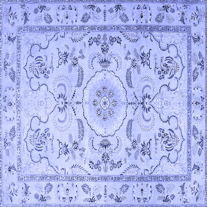 Square Machine Washable Medallion Blue Traditional Rug, wshtr1224blu