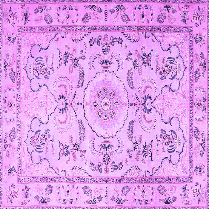 Square Machine Washable Medallion Purple Traditional Area Rugs, wshtr1224pur