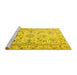 Sideview of Machine Washable Medallion Yellow Traditional Rug, wshtr1224yw