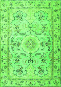 Medallion Green Traditional Rug, tr1224grn