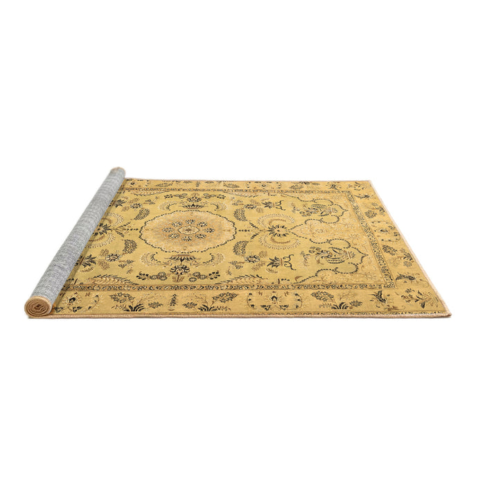 Sideview of Machine Washable Medallion Brown Traditional Rug, wshtr1224brn