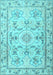 Machine Washable Medallion Light Blue Traditional Rug, wshtr1224lblu