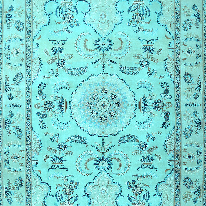 Machine Washable Medallion Light Blue Traditional Rug, wshtr1224lblu