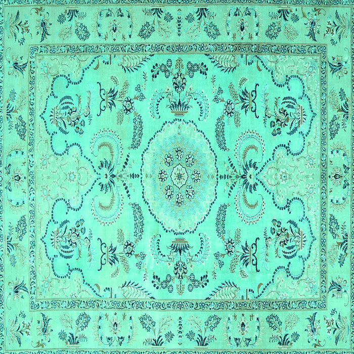 Square Medallion Turquoise Traditional Rug, tr1224turq
