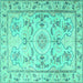 Square Medallion Turquoise Traditional Rug, tr1224turq