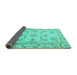 Sideview of Medallion Turquoise Traditional Rug, tr1224turq