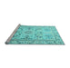 Sideview of Machine Washable Medallion Light Blue Traditional Rug, wshtr1224lblu