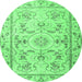 Round Machine Washable Medallion Emerald Green Traditional Area Rugs, wshtr1224emgrn