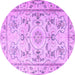 Round Medallion Purple Traditional Rug, tr1224pur