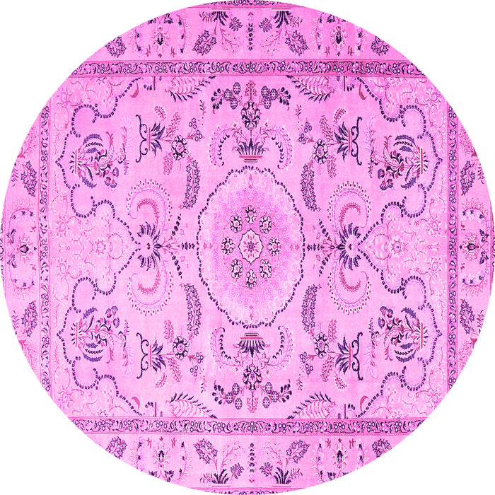 Round Medallion Pink Traditional Rug, tr1224pnk