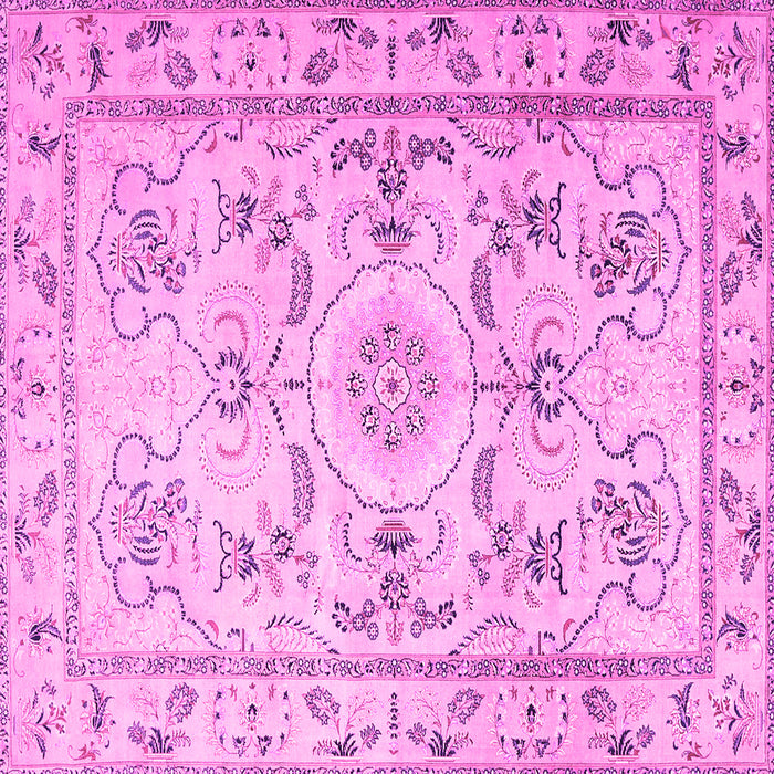 Square Machine Washable Medallion Pink Traditional Rug, wshtr1224pnk