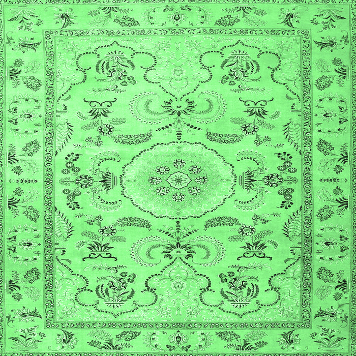 Square Machine Washable Medallion Emerald Green Traditional Area Rugs, wshtr1224emgrn