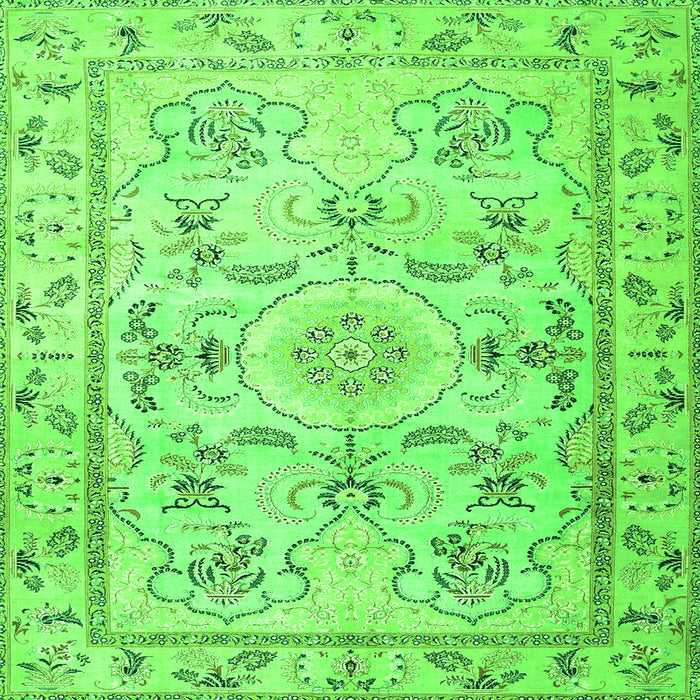 Round Machine Washable Medallion Green Traditional Area Rugs, wshtr1224grn