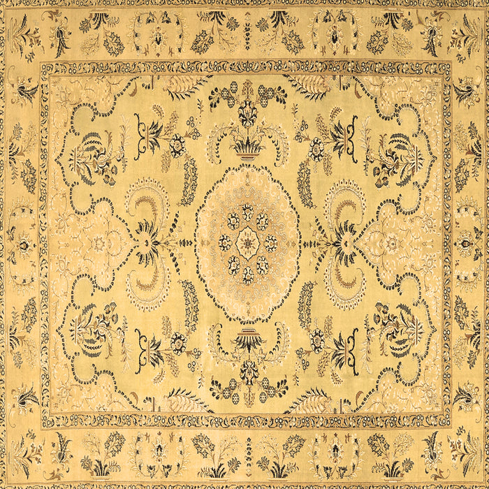 Square Machine Washable Medallion Brown Traditional Rug, wshtr1224brn