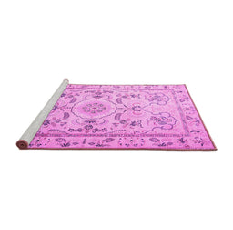 Sideview of Machine Washable Medallion Pink Traditional Rug, wshtr1224pnk