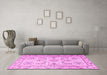 Machine Washable Medallion Pink Traditional Rug in a Living Room, wshtr1224pnk