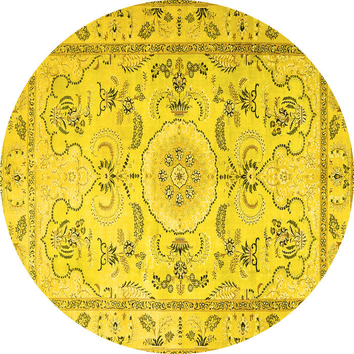 Round Medallion Yellow Traditional Rug, tr1224yw
