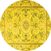 Round Medallion Yellow Traditional Rug, tr1224yw