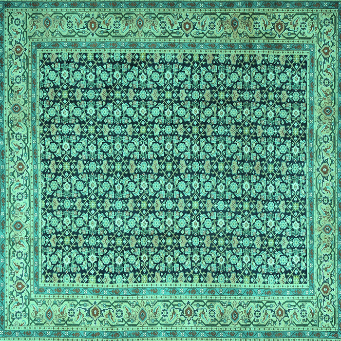 Square Machine Washable Persian Turquoise Traditional Area Rugs, wshtr1225turq