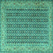 Square Machine Washable Persian Turquoise Traditional Area Rugs, wshtr1225turq