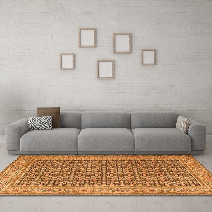 Machine Washable Persian Orange Traditional Area Rugs in a Living Room, wshtr1225org