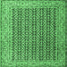 Square Machine Washable Persian Emerald Green Traditional Area Rugs, wshtr1225emgrn