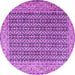 Round Machine Washable Persian Purple Traditional Area Rugs, wshtr1225pur