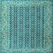 Square Machine Washable Persian Light Blue Traditional Rug, wshtr1225lblu