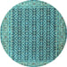 Round Machine Washable Persian Light Blue Traditional Rug, wshtr1225lblu