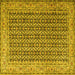 Square Machine Washable Persian Yellow Traditional Rug, wshtr1225yw