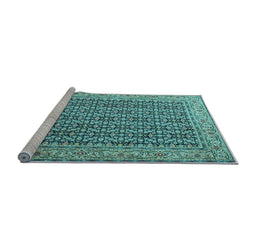 Sideview of Machine Washable Persian Light Blue Traditional Rug, wshtr1225lblu