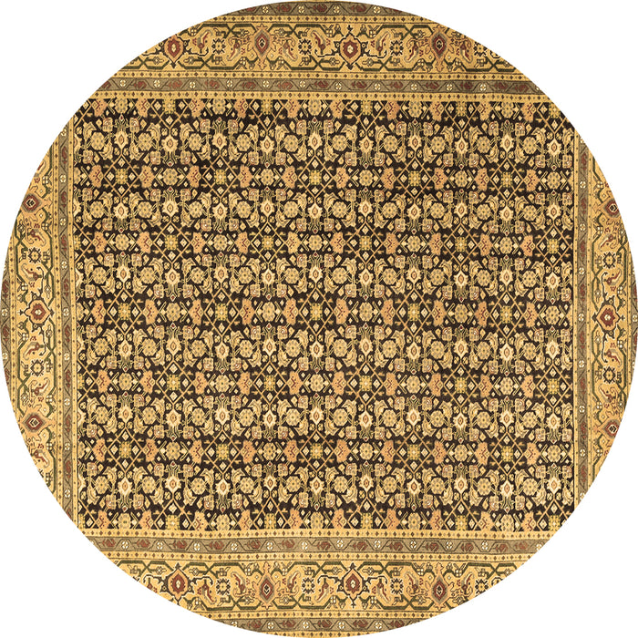 Round Persian Brown Traditional Rug, tr1225brn