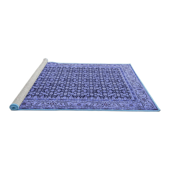 Sideview of Machine Washable Persian Blue Traditional Rug, wshtr1225blu
