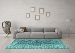 Machine Washable Persian Light Blue Traditional Rug in a Living Room, wshtr1225lblu