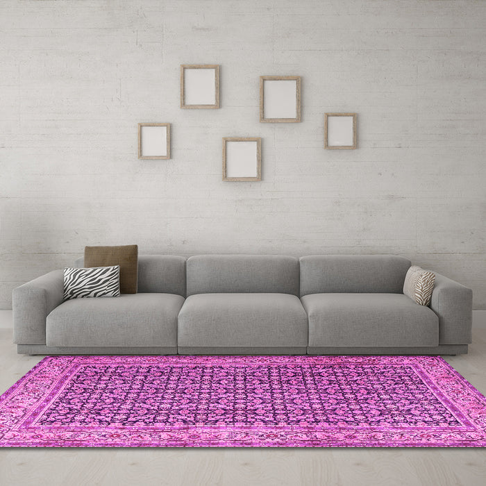 Machine Washable Persian Pink Traditional Rug in a Living Room, wshtr1225pnk