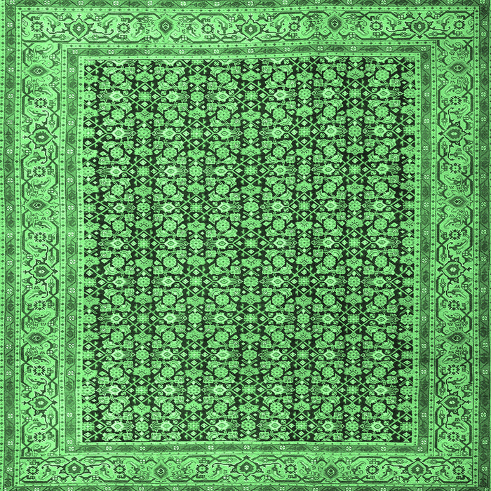 Square Persian Emerald Green Traditional Rug, tr1225emgrn