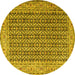 Round Machine Washable Persian Yellow Traditional Rug, wshtr1225yw