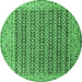 Round Machine Washable Persian Emerald Green Traditional Area Rugs, wshtr1225emgrn