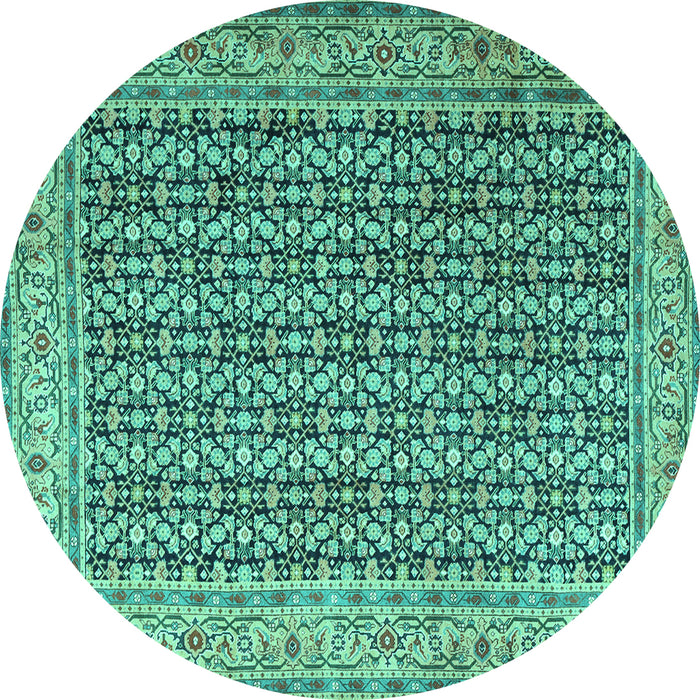 Round Persian Turquoise Traditional Rug, tr1225turq