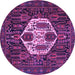 Round Medallion Purple Traditional Rug, tr1226pur