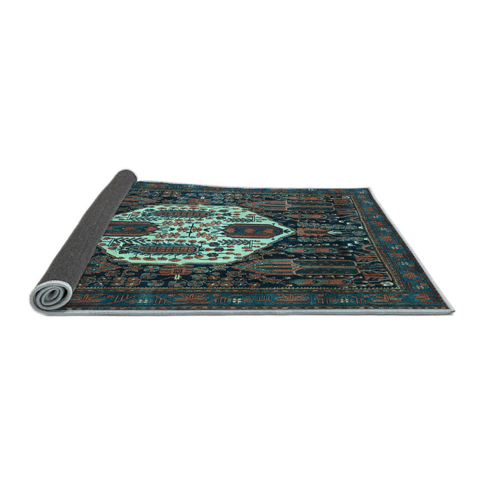 Sideview of Medallion Light Blue Traditional Rug, tr1226lblu
