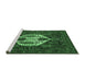 Sideview of Machine Washable Medallion Emerald Green Traditional Area Rugs, wshtr1226emgrn