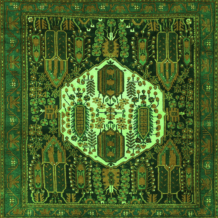 Serging Thickness of Medallion Green Traditional Rug, tr1226grn