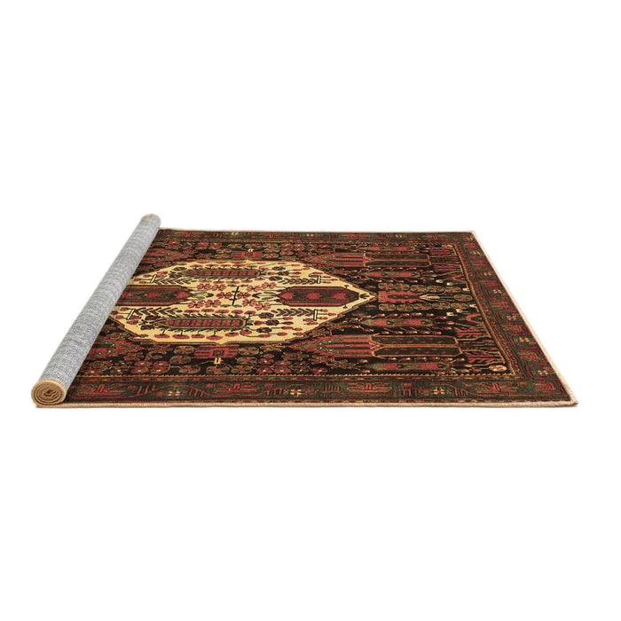 Sideview of Machine Washable Medallion Brown Traditional Rug, wshtr1226brn