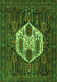 Medallion Green Traditional Rug, tr1226grn