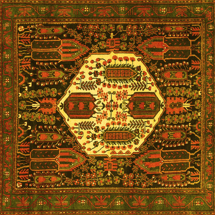 Square Medallion Yellow Traditional Rug, tr1226yw