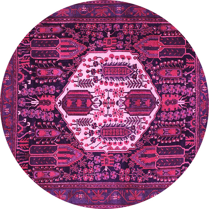 Round Medallion Pink Traditional Rug, tr1226pnk