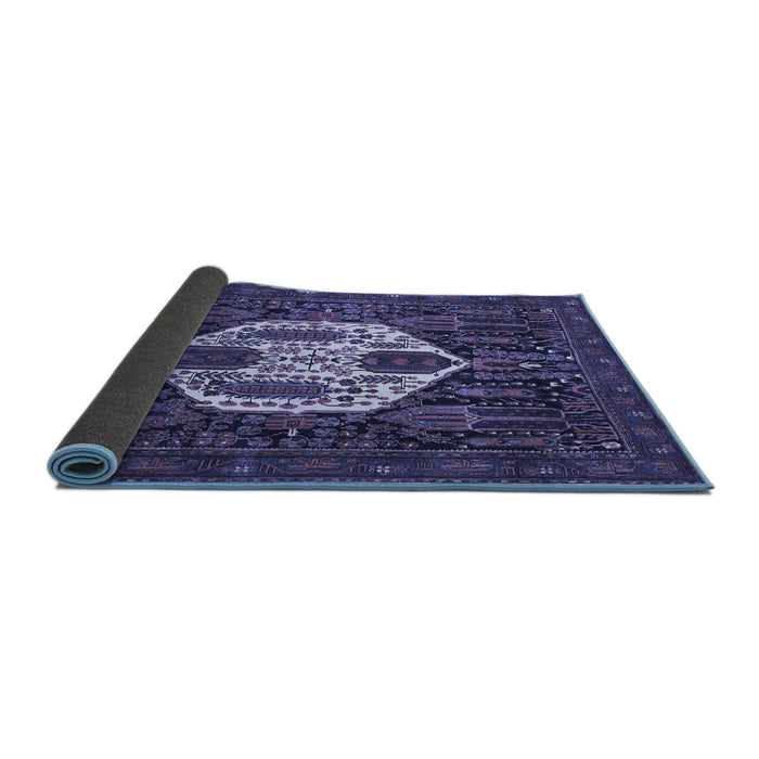 Sideview of Medallion Blue Traditional Rug, tr1226blu