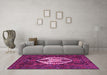 Machine Washable Medallion Pink Traditional Rug in a Living Room, wshtr1226pnk