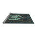 Sideview of Machine Washable Medallion Light Blue Traditional Rug, wshtr1226lblu